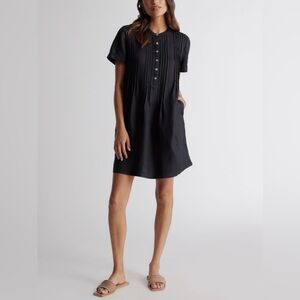 QUINCE Short Sleeve Swing Linen Dress